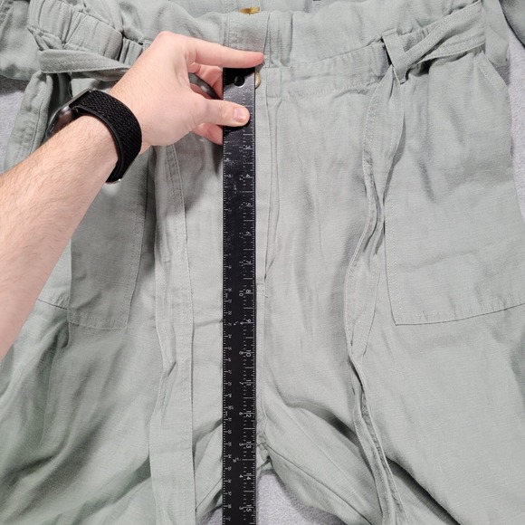 Soft Surroundings Jumpsuit Womens 12 Green Linen Kerry Coastal Resort Cruise - Picture 9 of 16